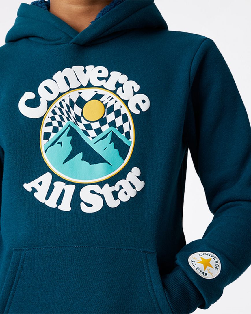 Sudadera Con Capucha Converse Into The Wild Fleece Pullover Niño Azules | PE 5L87WP